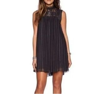 NEW!!!FREE PEOPLE deep navy mini dress with lace in size S